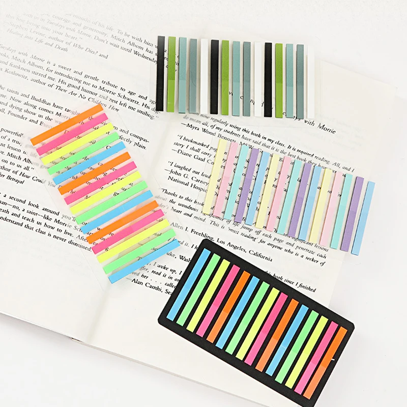 300pcs/set Reading Aid Highlight Sticker Transparent Fluorescent Index Tabs Flags Sticky Note Stationery School Office Supplies