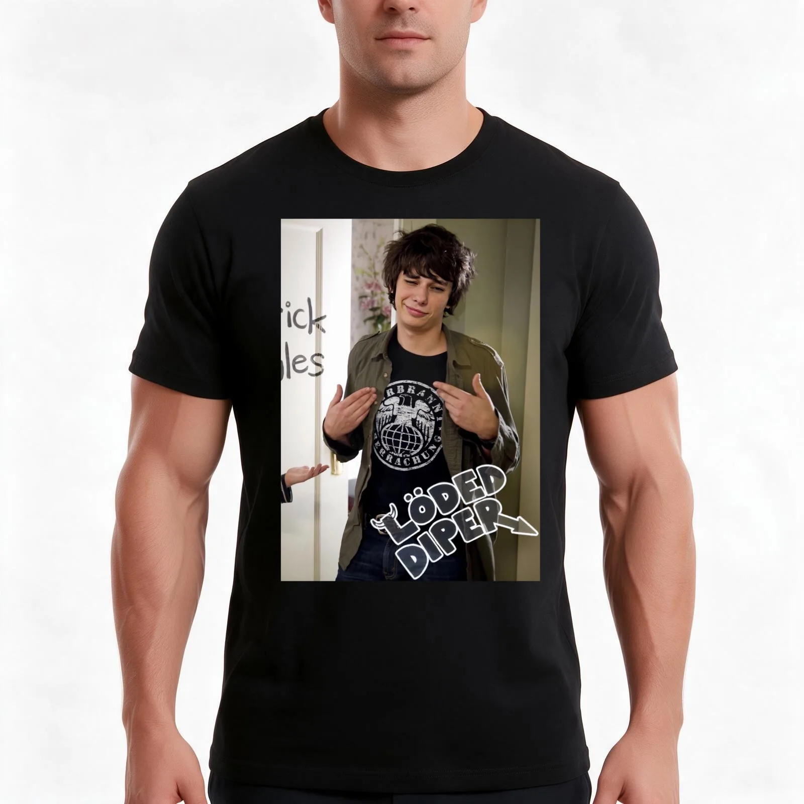 Rodrick Loded Diper T-Shirt, Summer Casual Cotton Tee, Oversized Streetwear Tops, Vintage Graphic Print, Loose Fit Short Sleeve