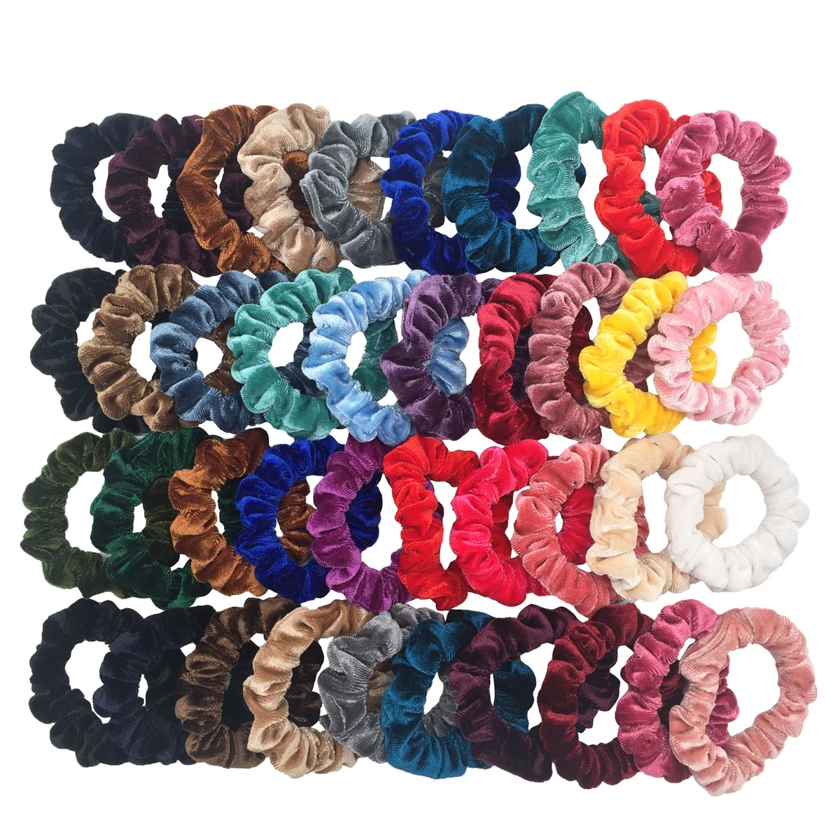 10pcs/pack Women Colorful Velvet Scrunchies Elastic Hair Bands Solid Color Hair Ties Ponytail Holder Accessories Fabric Leopard