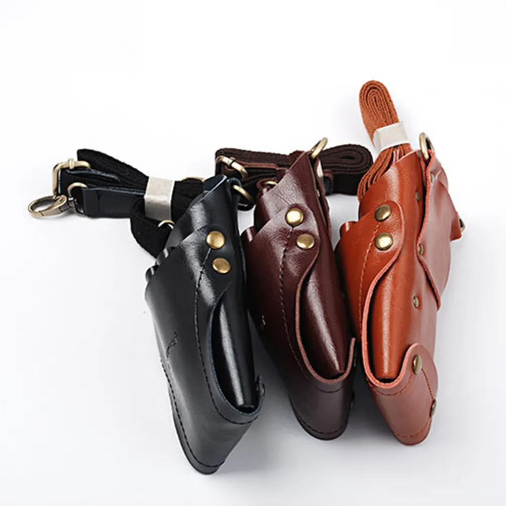 Bolsa de Cintura Organizadora de Herramientas de Peluquería Marrón, Porta Tijeras Multifuncional, Porta Peines y Pinzas Profesional