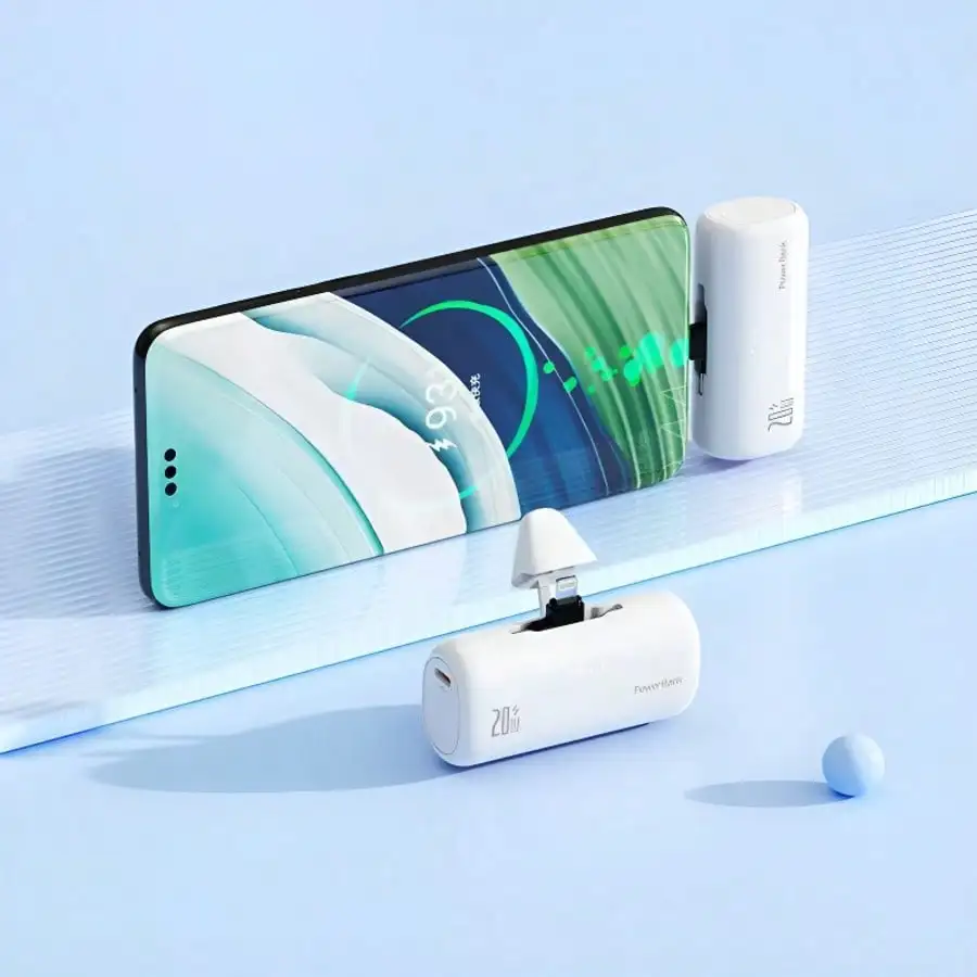 

Portable Charger Compatible With IPhone With 2-In-1 Connector, 5000mAh Small Power Bank, Fast Charging Compatible With IPhone 16/15/14/13/12/11 Series, S25/24, Android, Suitable For Summer Holiday Outdoor Travel/Camping And Emergency Backup Mobile Power S