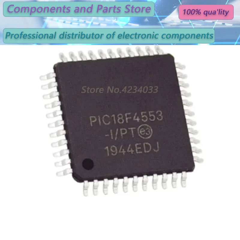 1PCS  PIC18F4553-I/PT  PIC18F4553-I  PIC18F4553   TQFP-44  NEW100%  	 PIC18  F4553-I/PT