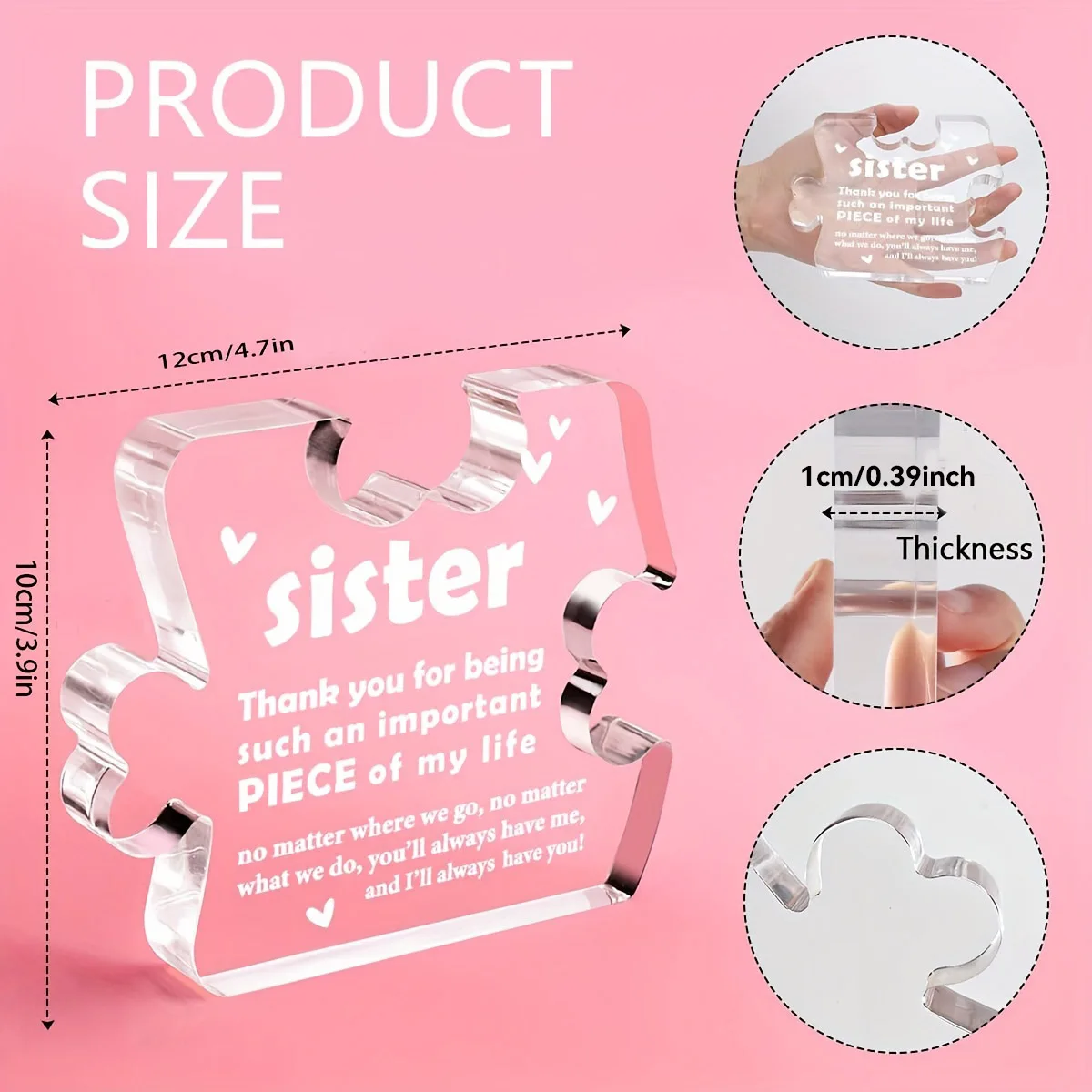1pc,Sister Gifts from Sister, Sister Birthday Gift Ideas, Big Sister Little Sister Gifts from Brother Soul Sister Mother's Day