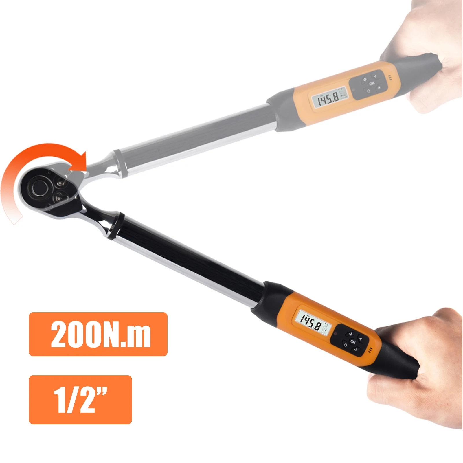 

1/2 inch 200Nm Digital Torque Wrench Professional Car Repairing Tool with Buzzer & LED Notification, 3rd New Gen High Precision