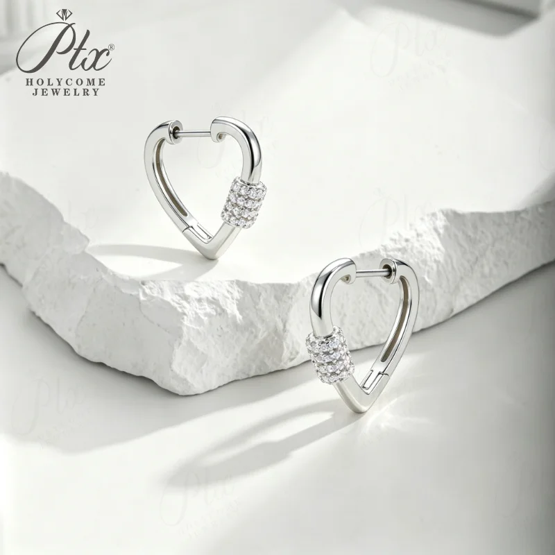 Moissanite Hoop Earrings 1mm Round Cut S925 Sterling Silver Triangle Design for Women Daily Wear Anniversary Fine Jewelry Gift