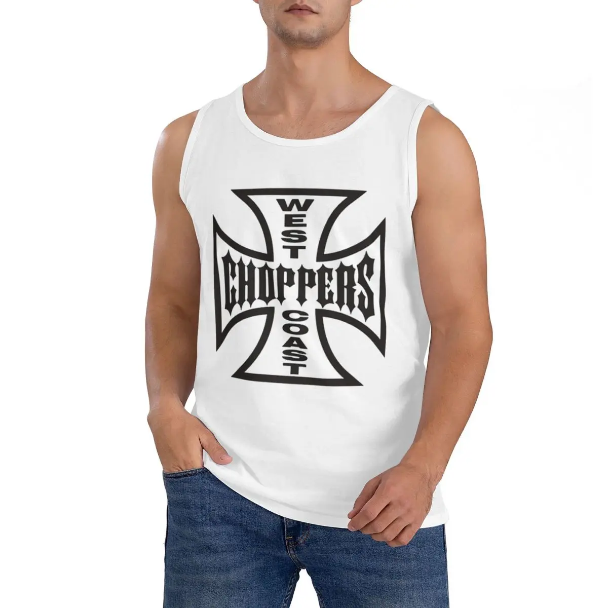 The West CHoPPerS CoaSt Motorcycles Factory Merch Sleeveless T-Shirt Men Workout Sports Clothing Tops Men's Crew Neck Vest