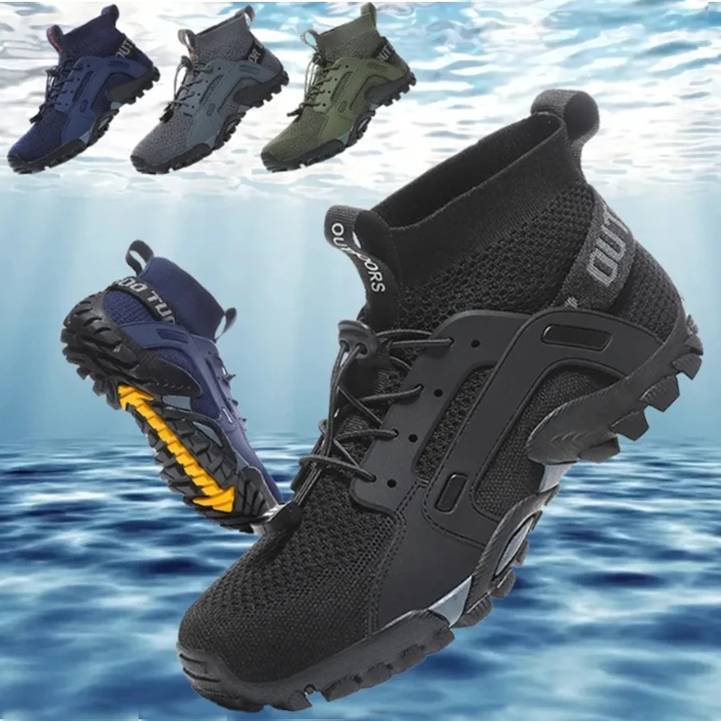 High-Top Barefoot Upstream Water Shoes Trekking Mountain Boots Anti-Skid Hiking Sneakers Outdoor Wear-Resistant Water Shoes