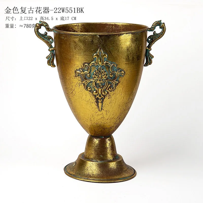 

Yuemu golden retro flower utensils, weng European wrought iron flower arrangement utensils, wedding banquet table