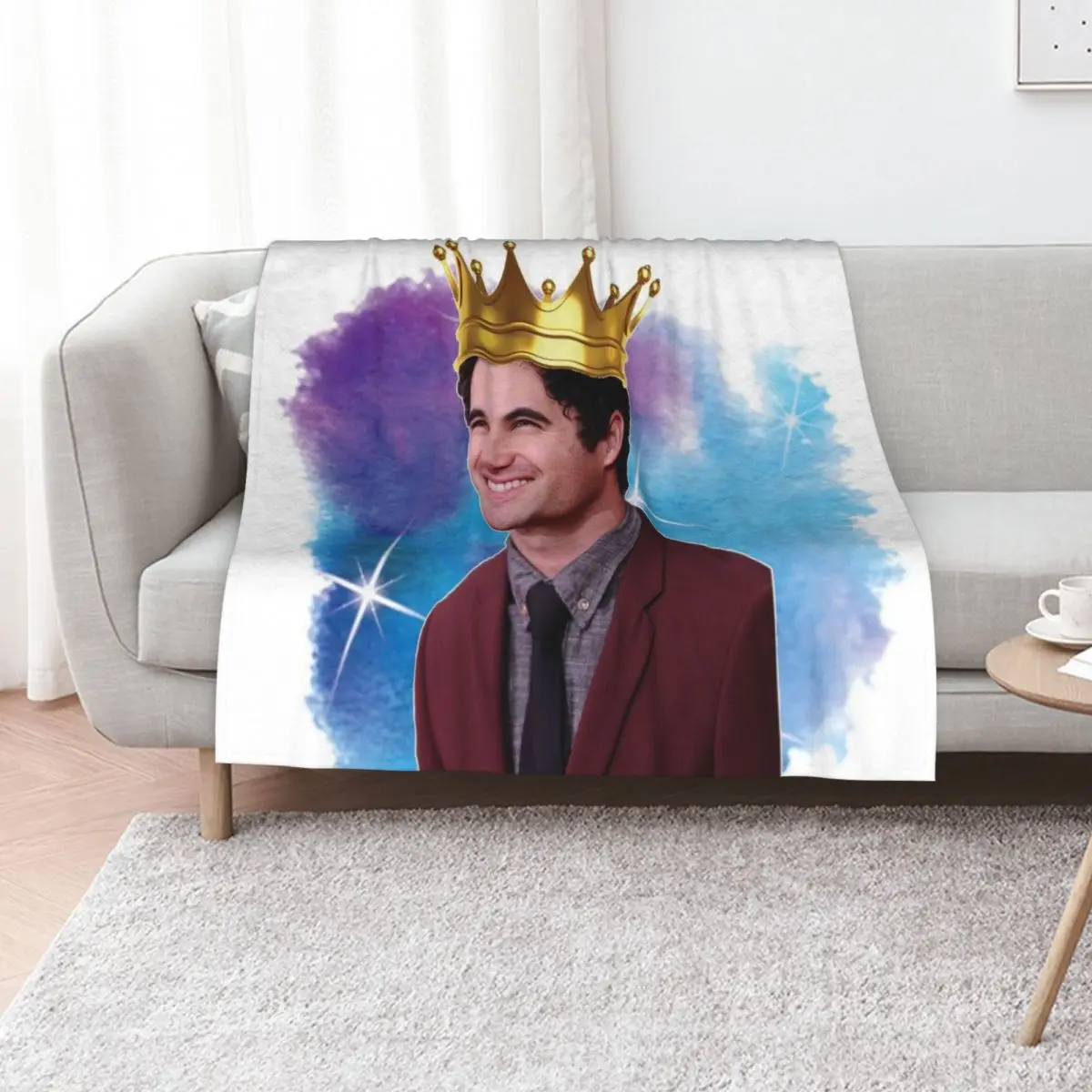 Darren Criss Watercolour Throw Blanket Soft Beds Summer Summer Beddings manga Giant Sofa decorative Blankets