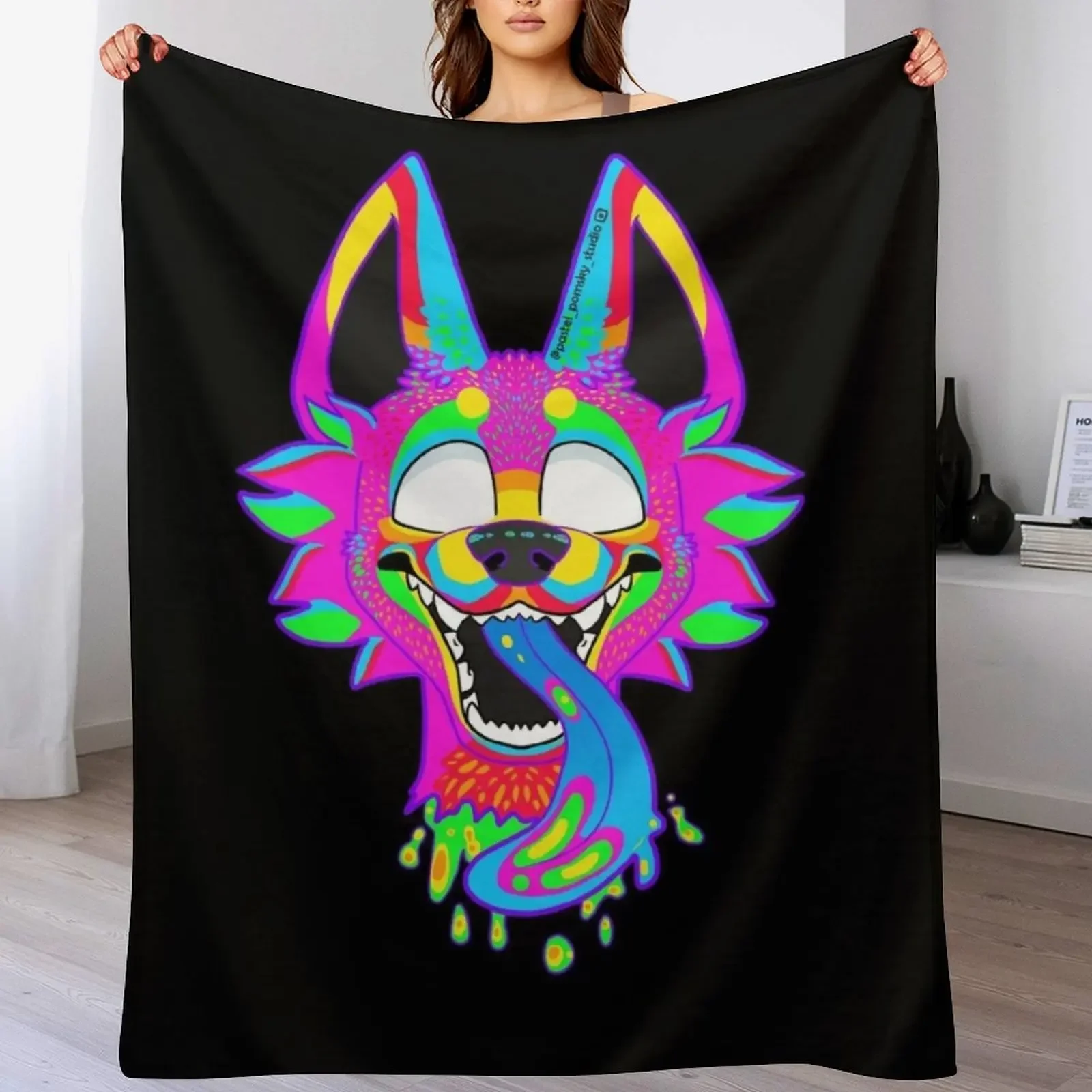 

Furry neon blacklight blanket Throw Blanket Camping Luxury St Quilt Custom Blankets