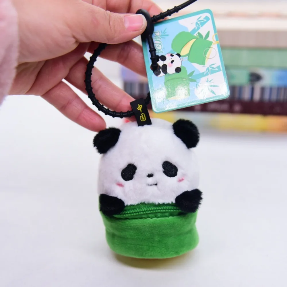 Panda Tube Plush Coin Purse Panda Doll Creative Panda Plush Keychain Fashion Pendant Cartoon Zero Wallet Children Gift