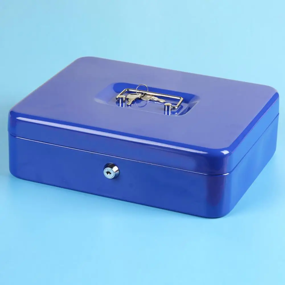 Deposit Tin Fireproof Cash Safe Box with Lock 2 Secure Multi-compartment Metal Money Box for Anti-theft Shockproof Storage