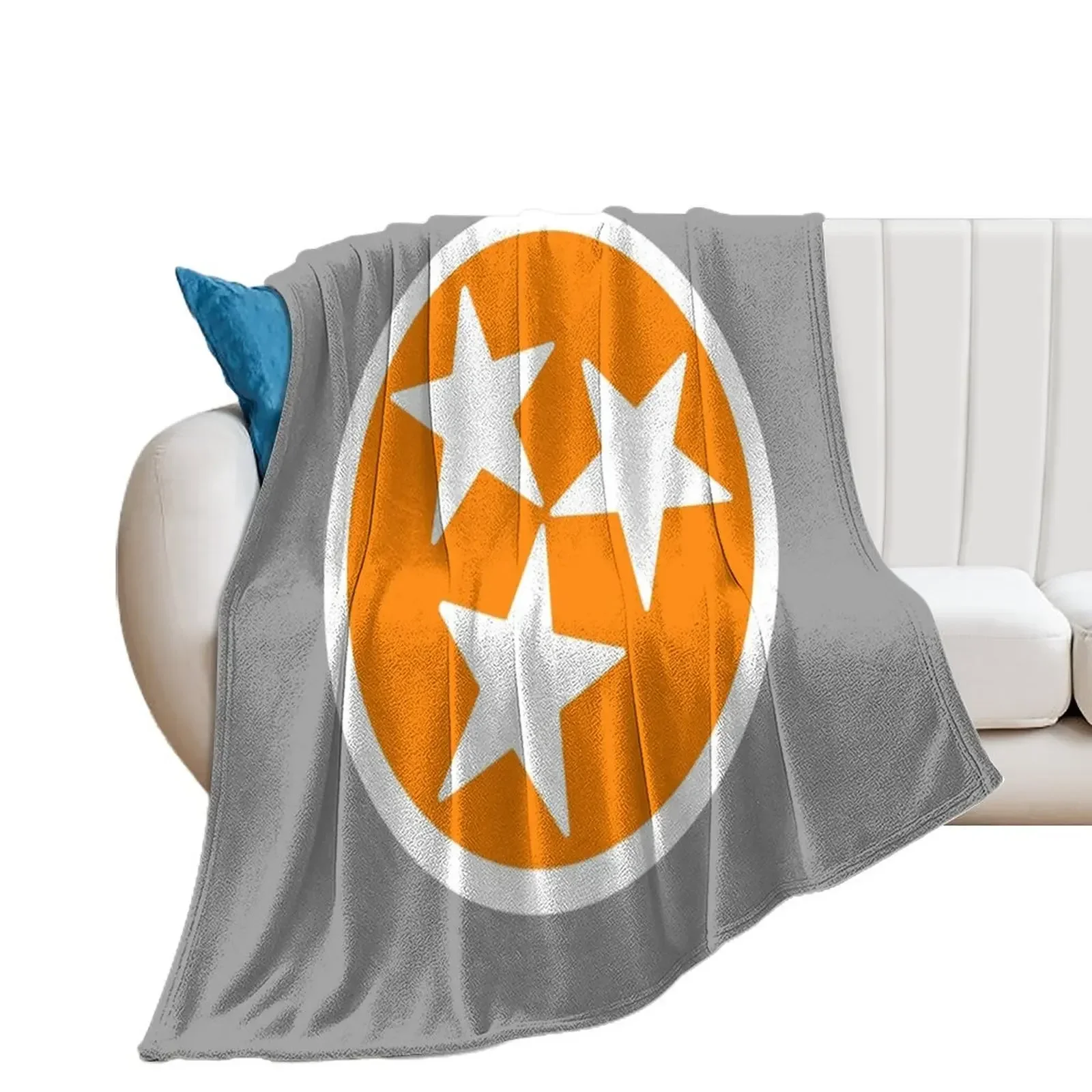 Orange & White Tri-Star Throw Blanket Heavy Tourist Custom Hairy Blankets