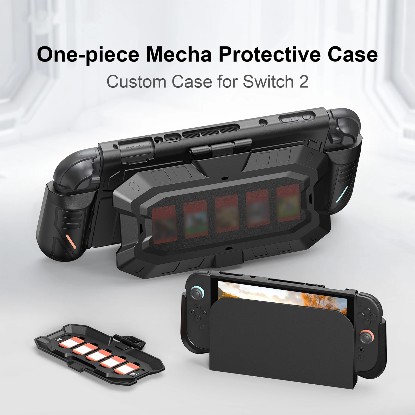 For NS2 Game Console Protective Cover with Game Card Storage Ergonomic Grip Protect Sleeve Detachable Gaming Accessories