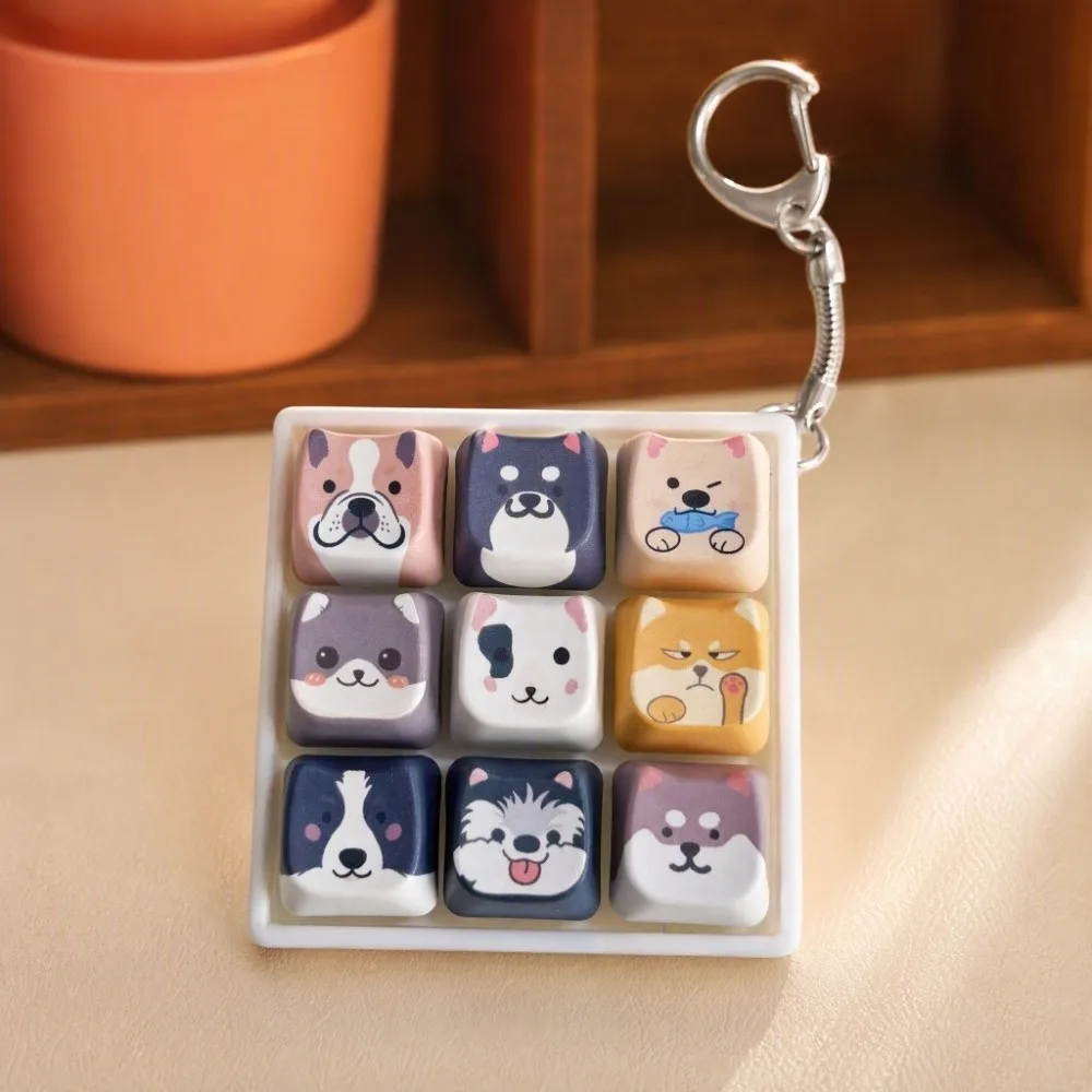 4/9-Key Decompression Button Cute Design Cartoon Dog Mini Keyboard Pendant Puppy Simulation Keyboard Keyboard Keychain