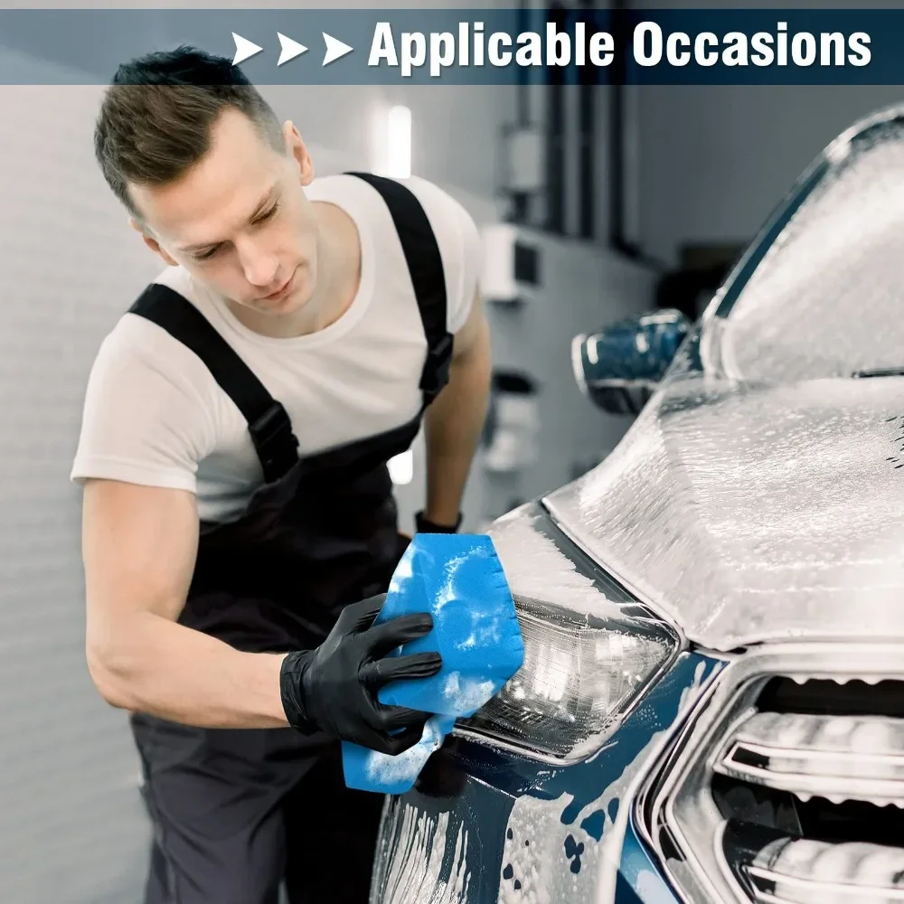 Car Wash Sponge Large Cross Cut Soft Foam Grid Super Absorbent Sponge Easy Grip Non Scratch Car Cleaning Tools Auto Accessories image 4