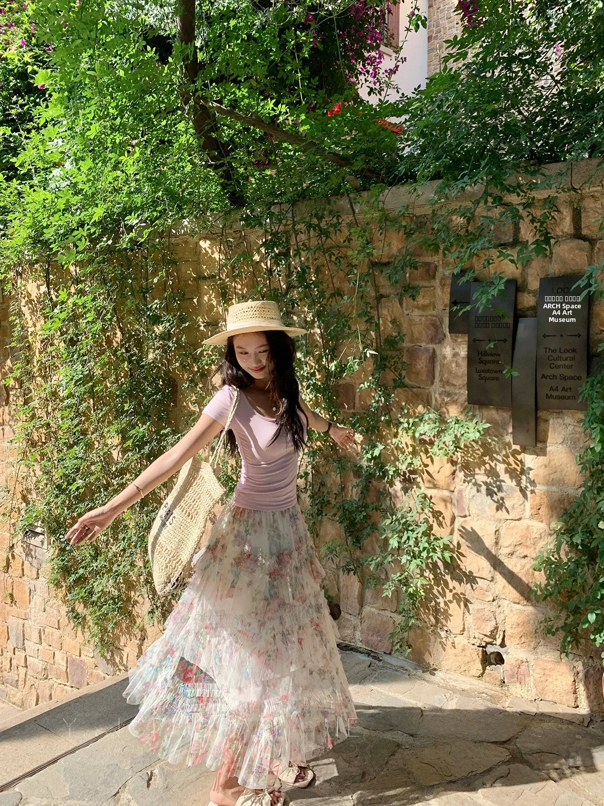 

Новая летняя женская юбка миди А-силуэта с цветочным кружевом, пышная юбка-тортик с завышенной талией, свободный крой, из Китая