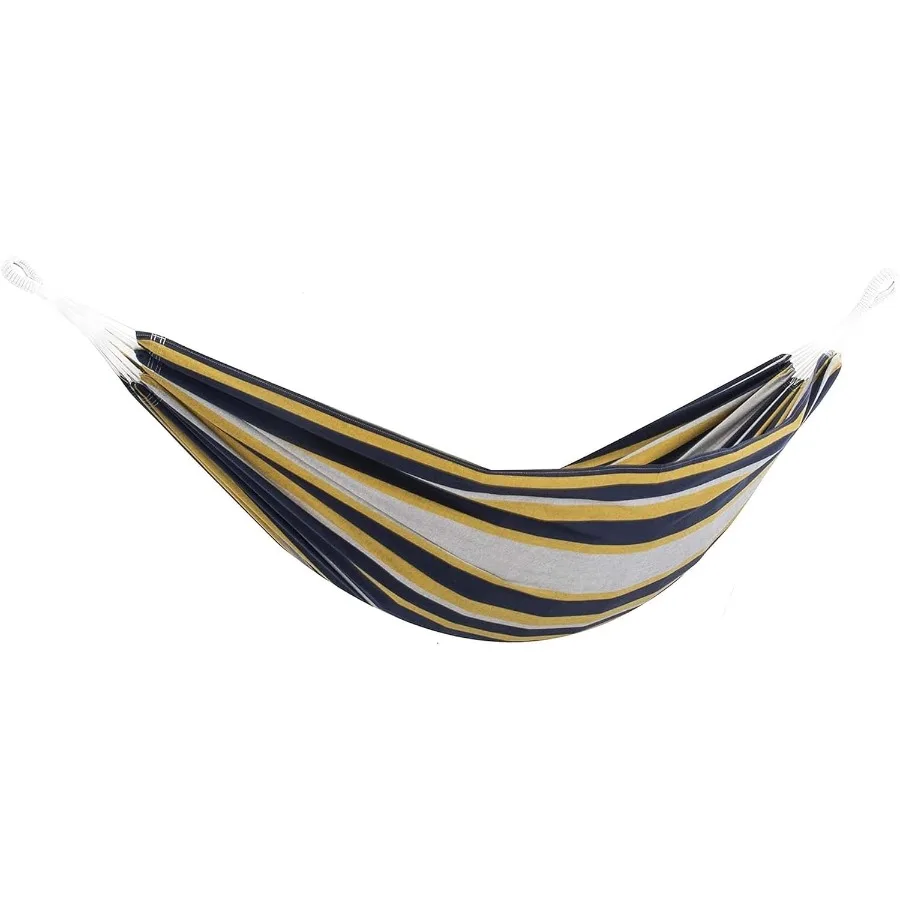 Brazilian Style Double Cotton Hammock with Polyester End Strings, 450 lb Weight Capacity
