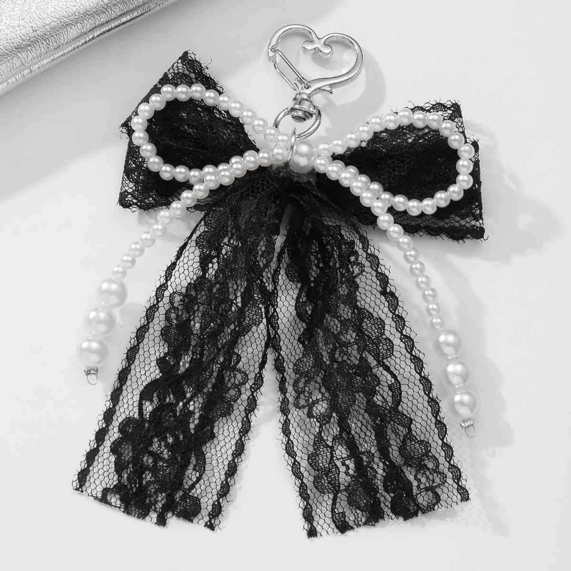 2025 New Korean Sweet Pearl Bow Keychain Heart Pendant Keyring Y2K Aesthetic Key Holder for Girls Bag Pendant Accessories image 5