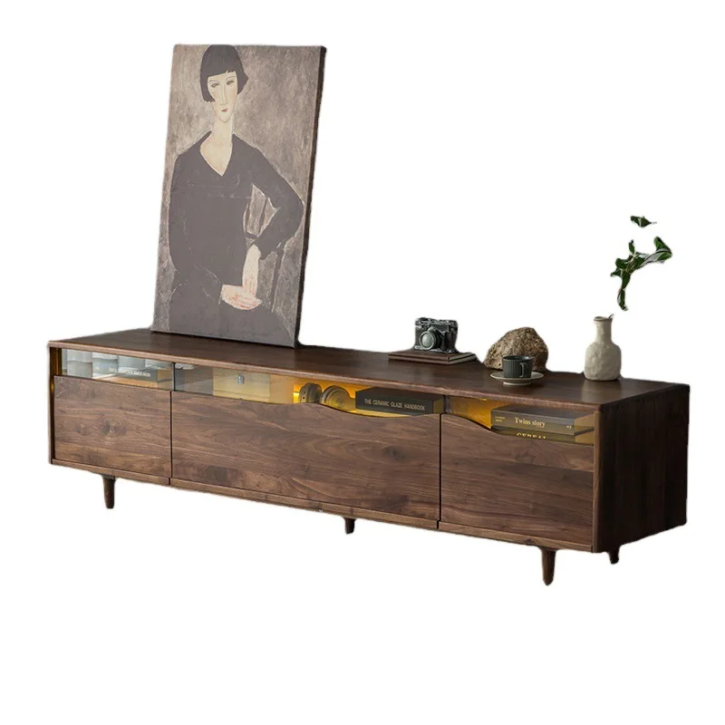 Black walnut TV cabinet Nordic modern minimalist