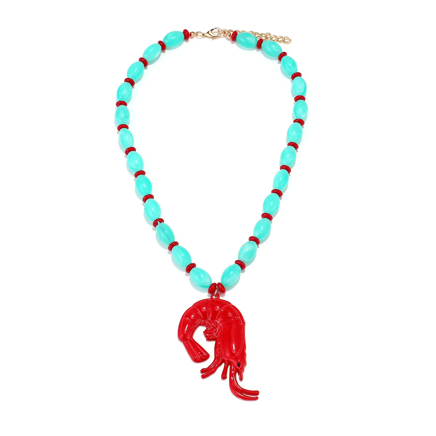 2026 Persönlichkeitsdesign Harz-Perlenketten mit Hummer-Anhänger Halskette für Damen Sommer Strand Party Schmuck Halsaccessoires – Detail 4