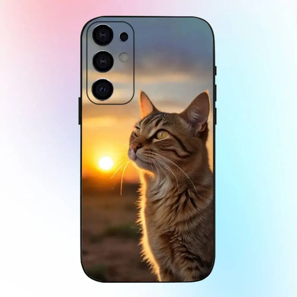 Etui na telefon z kotem tabby, urocze łapki, do Samsunga S25, S24, S21, S22, S23, S30, Ultra, S20, Plus, Fe, Lite, Note, 10, 9, 5G, czarne etui