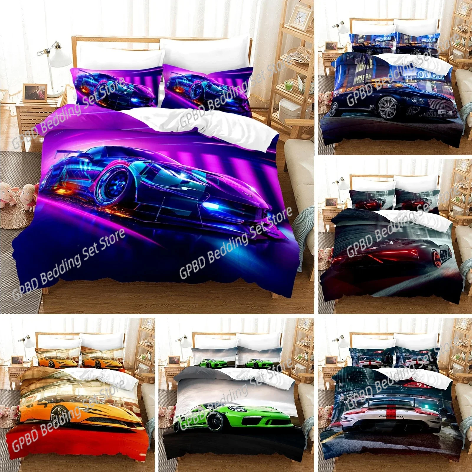 

Sports Car Luxury Bedding Set Duvet Cover Bedroom Comforter Covers Single Twin King Size Quilt Cover Home Textile
