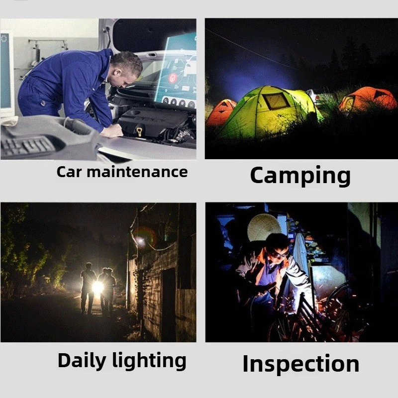 Lampe de travail LED avec faisceau fort, aimant puissant, lumière de secours rechargeable pour la réparation automobile et l'utilisation domestique, lampe de poche portable COB