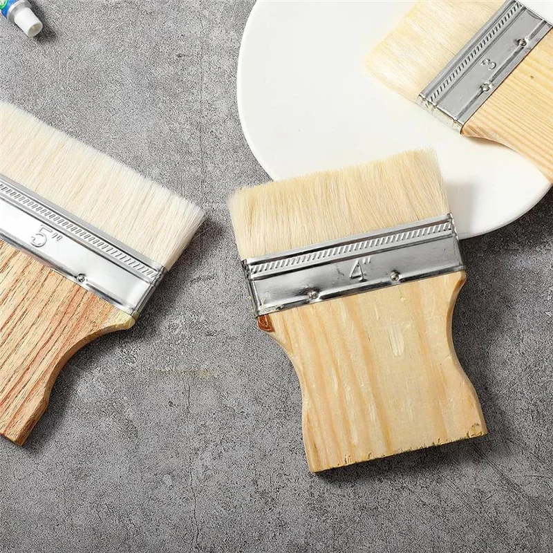 PORK-3 шт. Набор кистей для рисования с плоским лопаткой, широкая кисть для рисования, большая кисть для рисования, 3/4/5 дюймов, кисть для масляных и акриловых красок