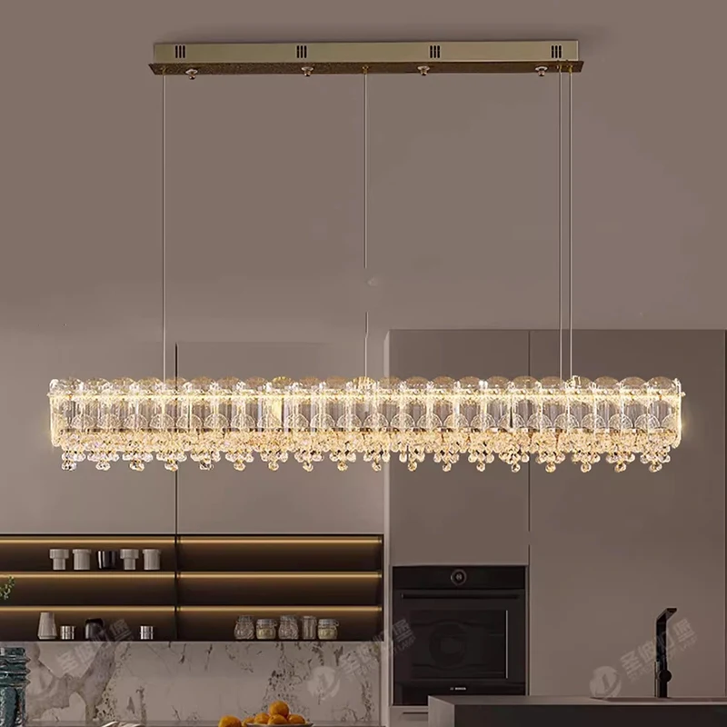 

Modern Luxury Long K9 Crystal Pendant Light LED Chandelier Living Room Kitchen Lamp Home Decor Decorative Ceiling Lighting