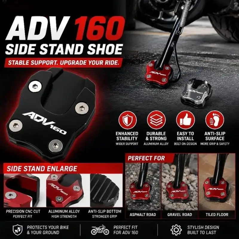 Motorcycle Modification Parts Modified Side Stand CNC: Flat Enlarger Kickstand Extension Pad Foot