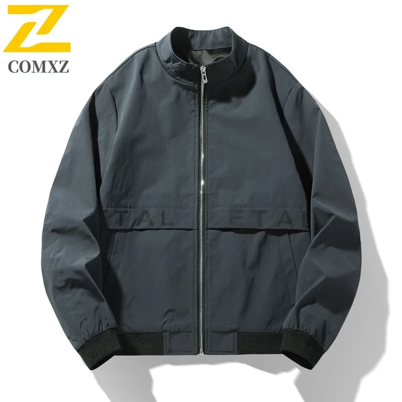 

COMXZ Men Jacket Spring New Korean Style Stand Collar All-Match Casual Coat Outerwear outdoor sports lightweight windbreaker
