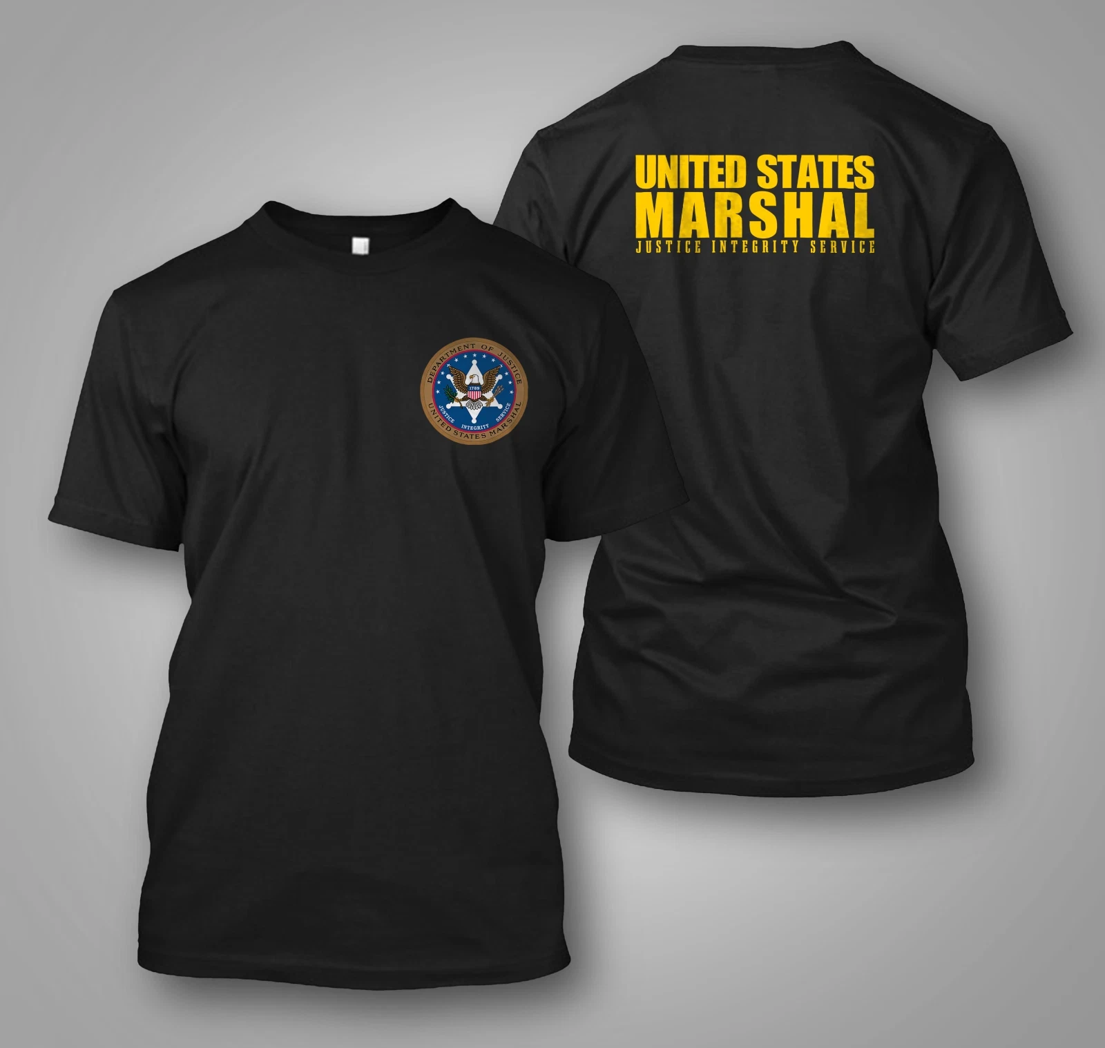 Police United States US Marshal - Custom Men's Back and Front T-Shirt Tee