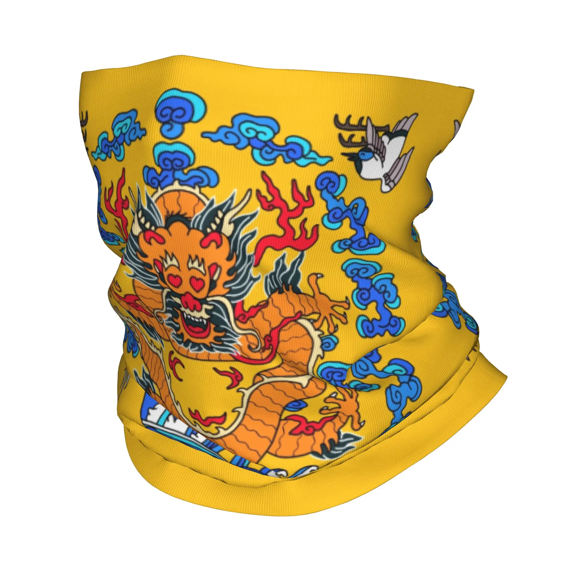 Custom Chinese Emperor Robe Smiling Dragon Bandana Neck Gaiter UV Protection Face Scarf Cover Men Women Asian Style Headwear
