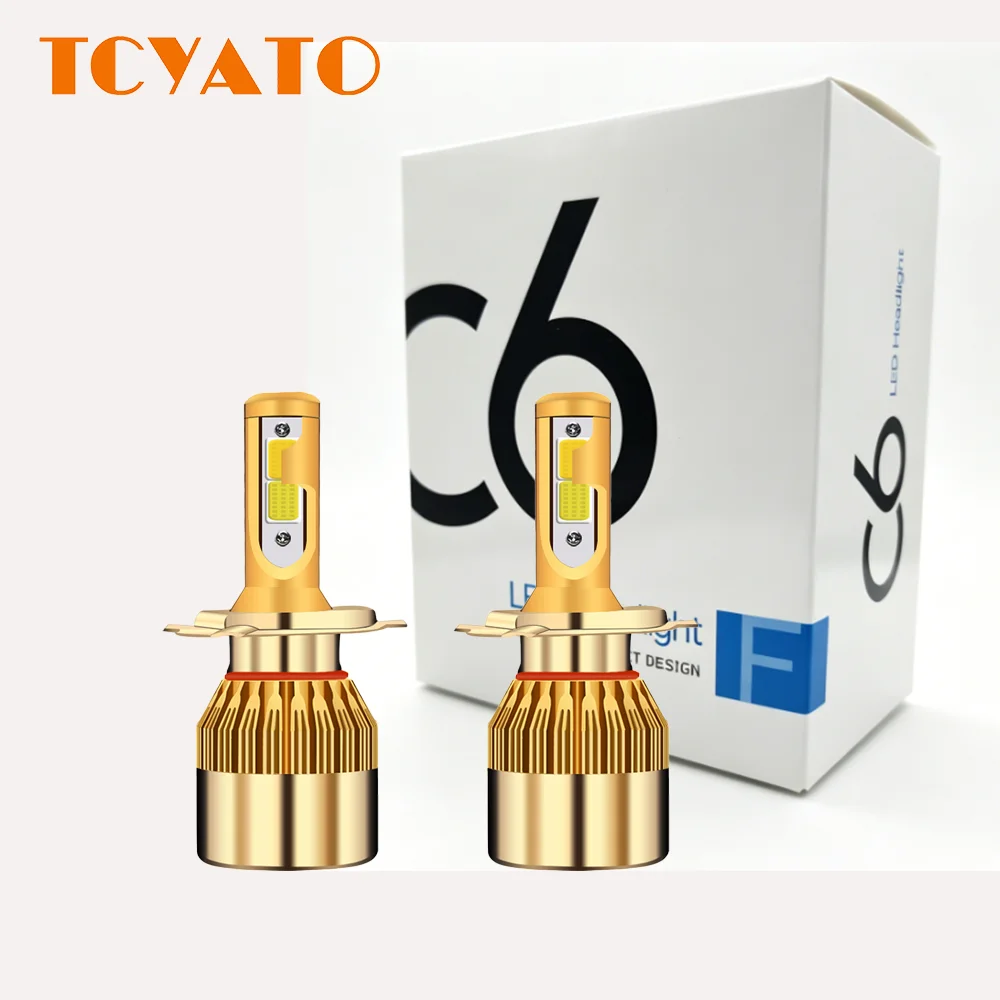 TCYATO  2Pcs Dual Color Yellow and White Car LED Headlights H1 H7 H11 H4 High and Low Beam Integrated LED Light Beam