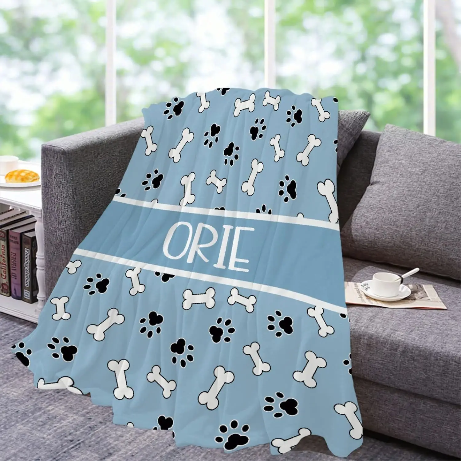 Personalized Photo Blanket - Personalized Dog Blanket with Claw Names and Bones, Birthday and Christmas Souvenir Gifts