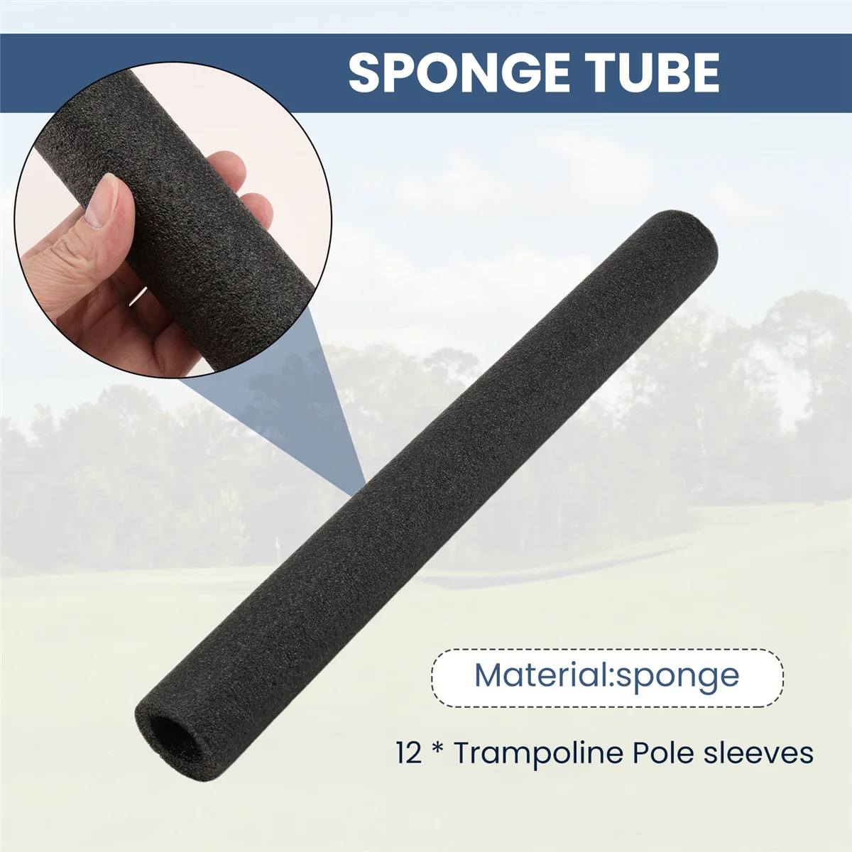 12 قطعة من أكمام رغوة عمود الترامبولين من ريري، استبدال بطانة ترامبولين، أكمام واقية من ترامبولين أنابيب إسفنجية باللون الأسود