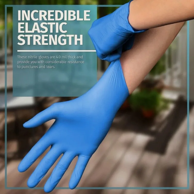 B27B Powder-Free Protective Gloves 100 Count Blue Nitrile Disposable Safety Gloves Latex Free