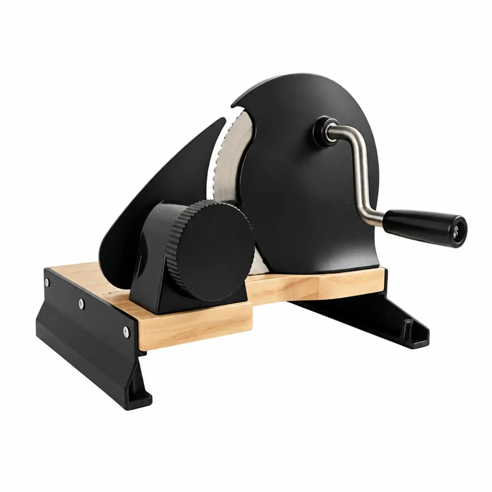 Manual Bread Slicer with Solid Wood Base Stainless Steel Serrated Blade Adjustable Thickness for Homemade Toast