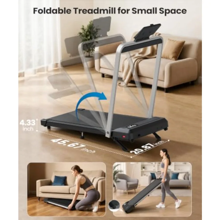 Walking Pad Treadmills with Handle, 10% Incline Treadmill for Home
