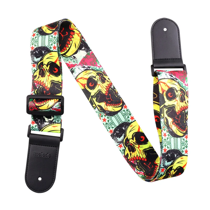 National Guitar Straps, Fluorescent Shoulder Parts, Skull Color, Acoustic Guitar