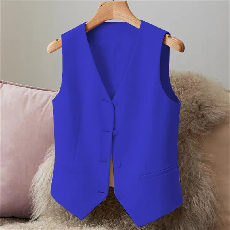 New Elegant OL Waistcoat V Neck Single Breasted Formal Business Waistcoat Vest Woman\'s Fashion Vest Red Vintage Waistcoat