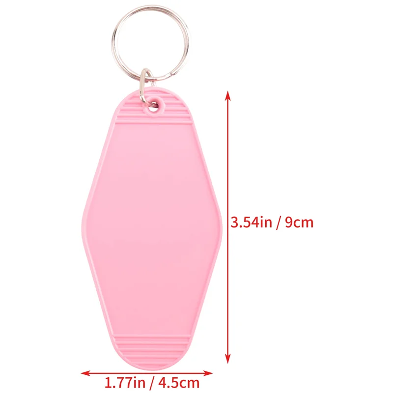 AB15-24 Pcs DIY Blank Hotel Keychains Heat Transfer Blank Keychains Bulk Sublimation (Pink)