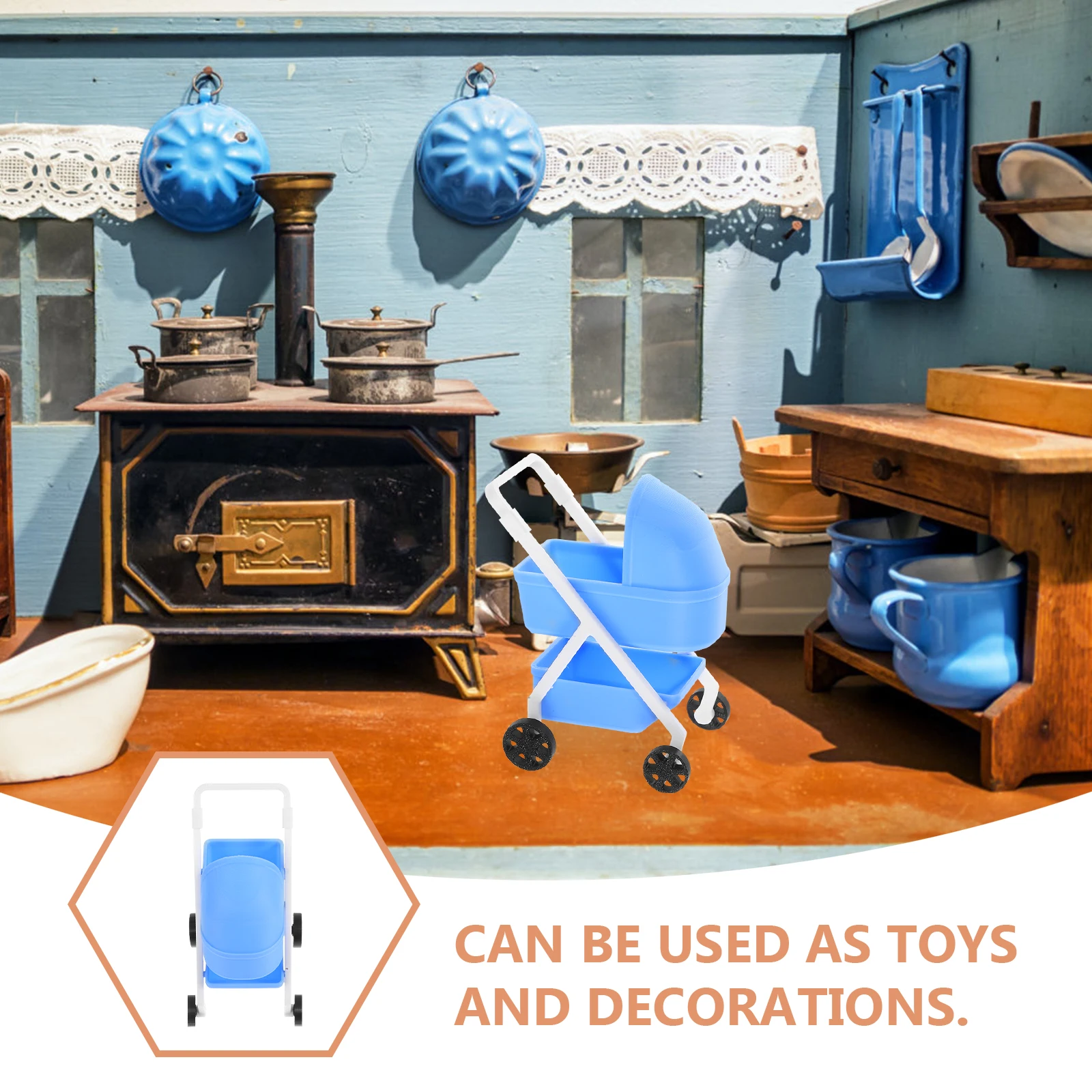 Picardías en miniatura, cochecito de juguete, muebles para casa de muñecas, Mini cuna, cochecito de coche, escena de juego para niños, decoración de simulación ligera