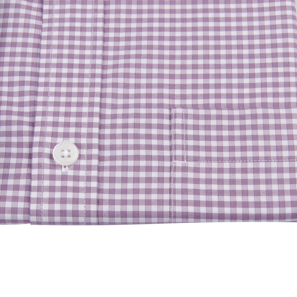 160s 2-ply Luxury Dress Shirt Custom 100% Cotton Purple Checker Business Shirts Wrinkle Resistant Tailored Dress Shirts For Men