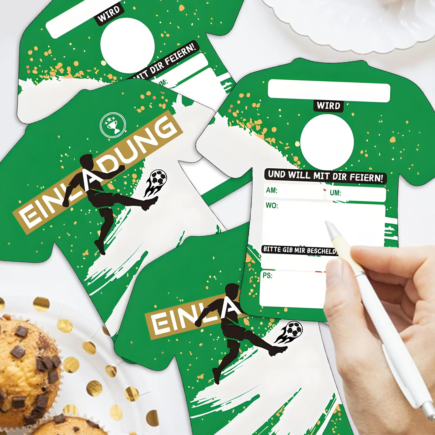 24 بطاقة دعوة لحفلات كرة القدم الألمانية على شكل جيرسي لدعوات أعياد الميلاد وبطاقات دعوة للحفلات تحت عنوان كرة القدم #2