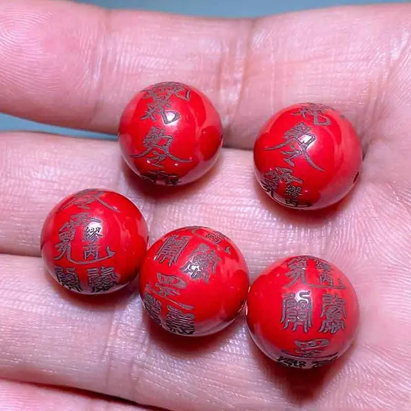 2027 Tai Sui Cinnabar Beads Feng Shui Prayer Beads Exorcism Protection Gift For DIY Jewelry Bracelet Necklace Making Accessorie