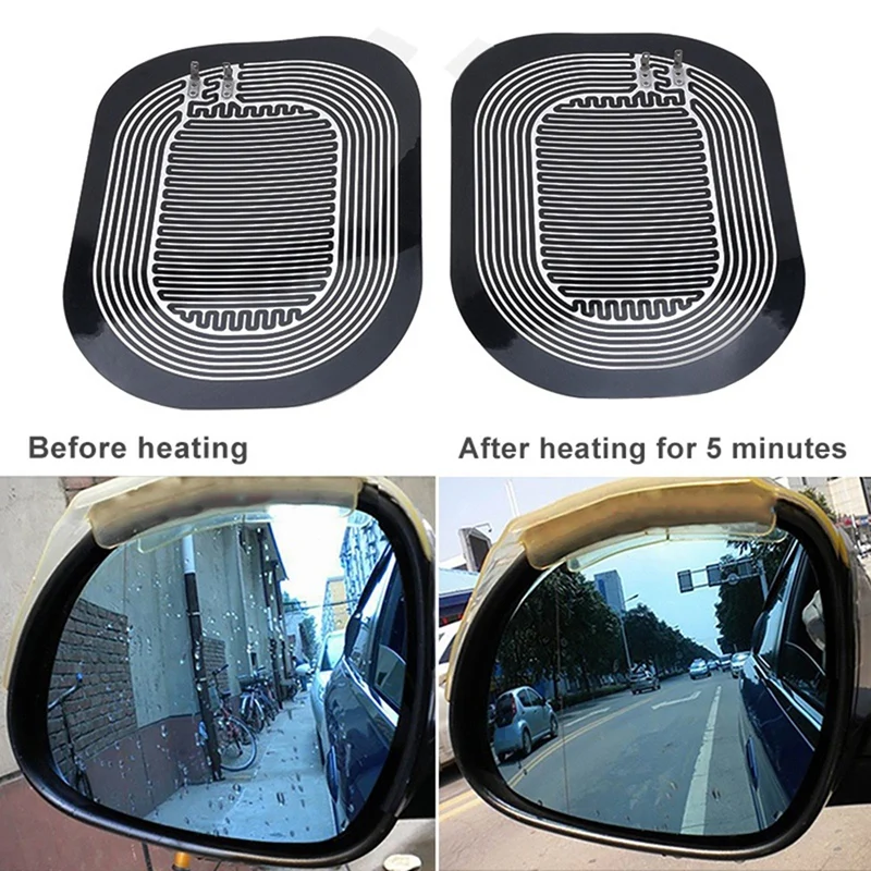 Car Side Wing Mirror Heating Pad DC 12V Universal Rearview Mirror Mist Demister Black Quick Warm Mirrors Defogger