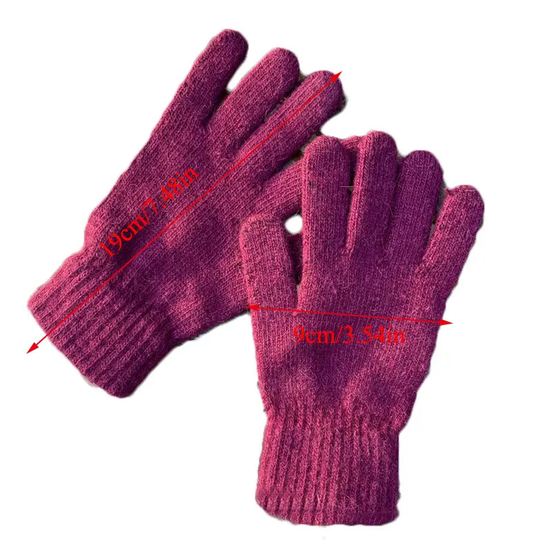 Winter Keep Warm Plush Gloves Elastic Soft Full Fingers Mittens Rabbit Fur Knitted Gloves Outdoor Thick Driving Non-slip Gloves