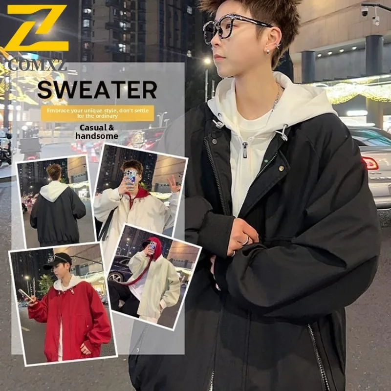 

COMXZ Мужская куртка больших размеров, новинка 2025 года, для отдыха, из двух предметов, с капюшоном, охотничье ветрозащитное пальто, дышащая осенняя одежда для пешего туризма